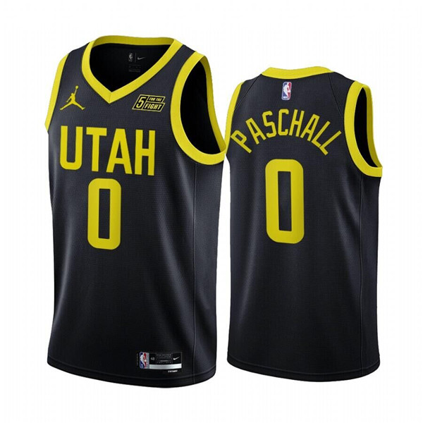 Men's Utah Jazz #0 Eric Paschall Black 2022/23 Association Edition Stitched Basketball Jersey